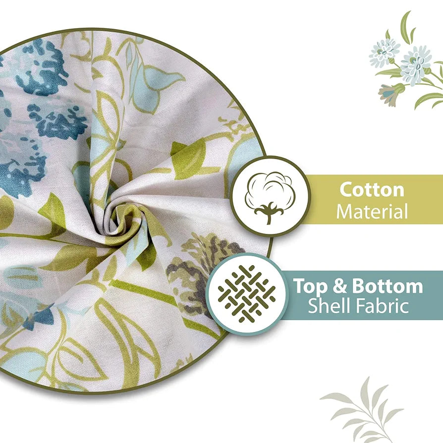 Divine Casa Floret 100% Cotton Double Dohar 120 GSM Soft & Lightweight Throw Blanket Colour Floral Breeze