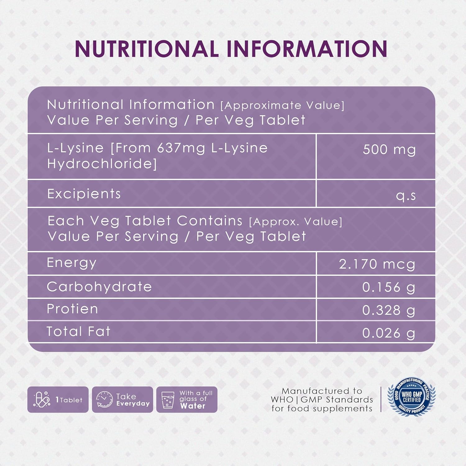 Ambrosial L-lysine | High Strength L-lysine tablets 500mg | Immune Support & Supports Collagen Synthesis | Essential Amino Acids for Active Lifestyle (Pack of 1-120 Tablets)