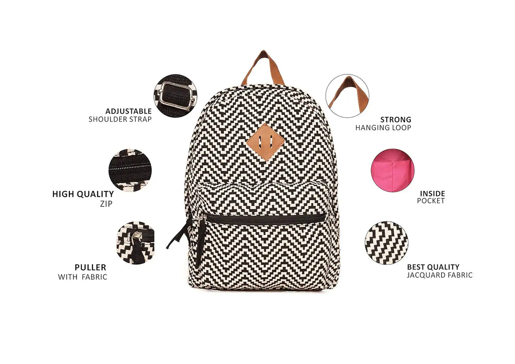 Astrid Canvas Girls Backpack Medium Size Colour White