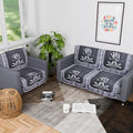 Kuber Industries Set of 6 Net Durable 2+1 Seater Sofa Covers Leaf Dark Grey & Lilac