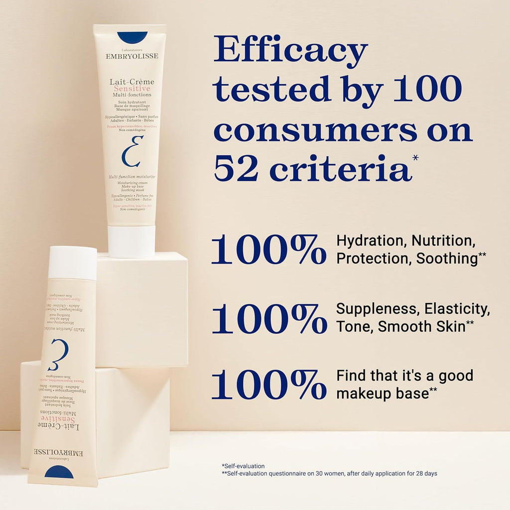 Embryolisse Lait Crème Sensitive Moisturizer. Hypoallergenic Face & Body Cream for All Skin Types With Aloe Vera & Shea Butter. Fragrance-Free & Suitable for Sensitive Skin, 100 ml