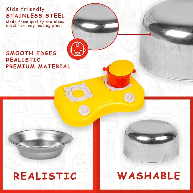 Ratna's Kitchen Set for Kids | a Perfect Roleplay Pretend Play Kitchen Play Set for Kids | Vessels Kitchen Set