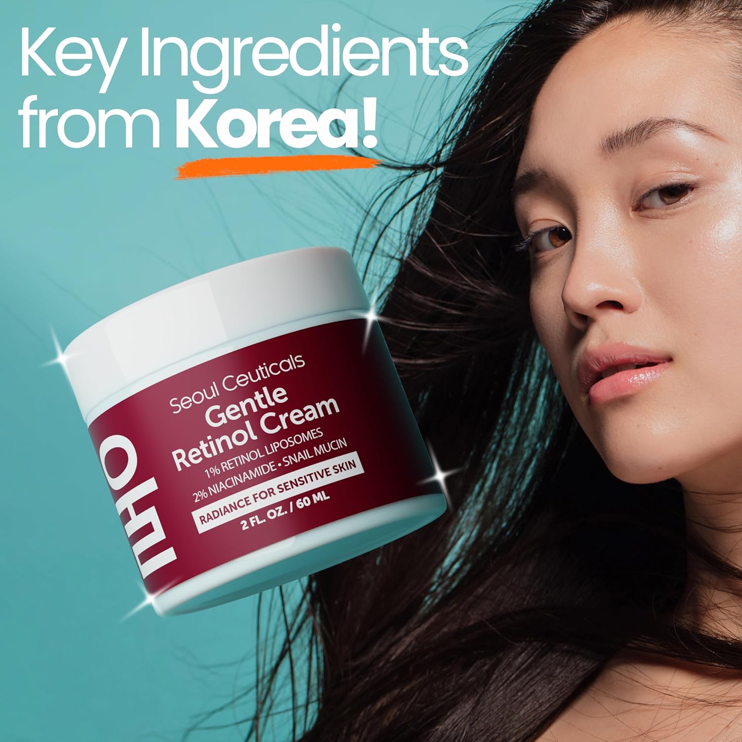 SeoulCeuticals Korean Retinol Night Cream for Face â€“ K Beauty 1% Retinol Cream with 97.5% Snail Mucin & 2% Niacinamide â€“ Lightweight Moisturizer for Sensitive Skin â€“ 2oz