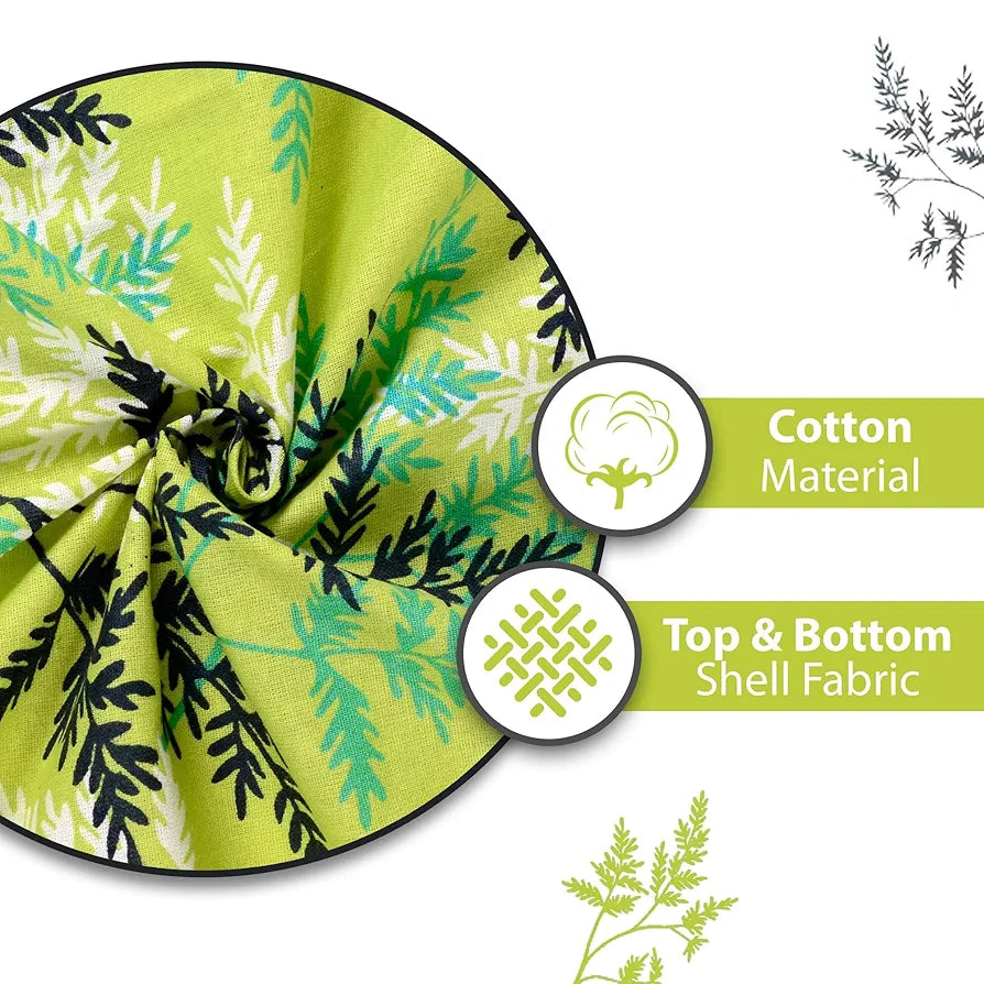 Divine Casa Floret 100% Cotton Double Dohar 120 GSM Soft & Lightweight Throw Blanket Colour Leaf Green