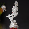 Ecraftindia Silver Metal Handcrafted Lord Krishna Playing Flute Statue | Decorative Showpiece