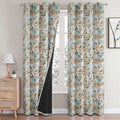 Cloth Fusion Blackout Printed Premium Door Curtains 7 Feet Long Set of 2 Blue Blooms