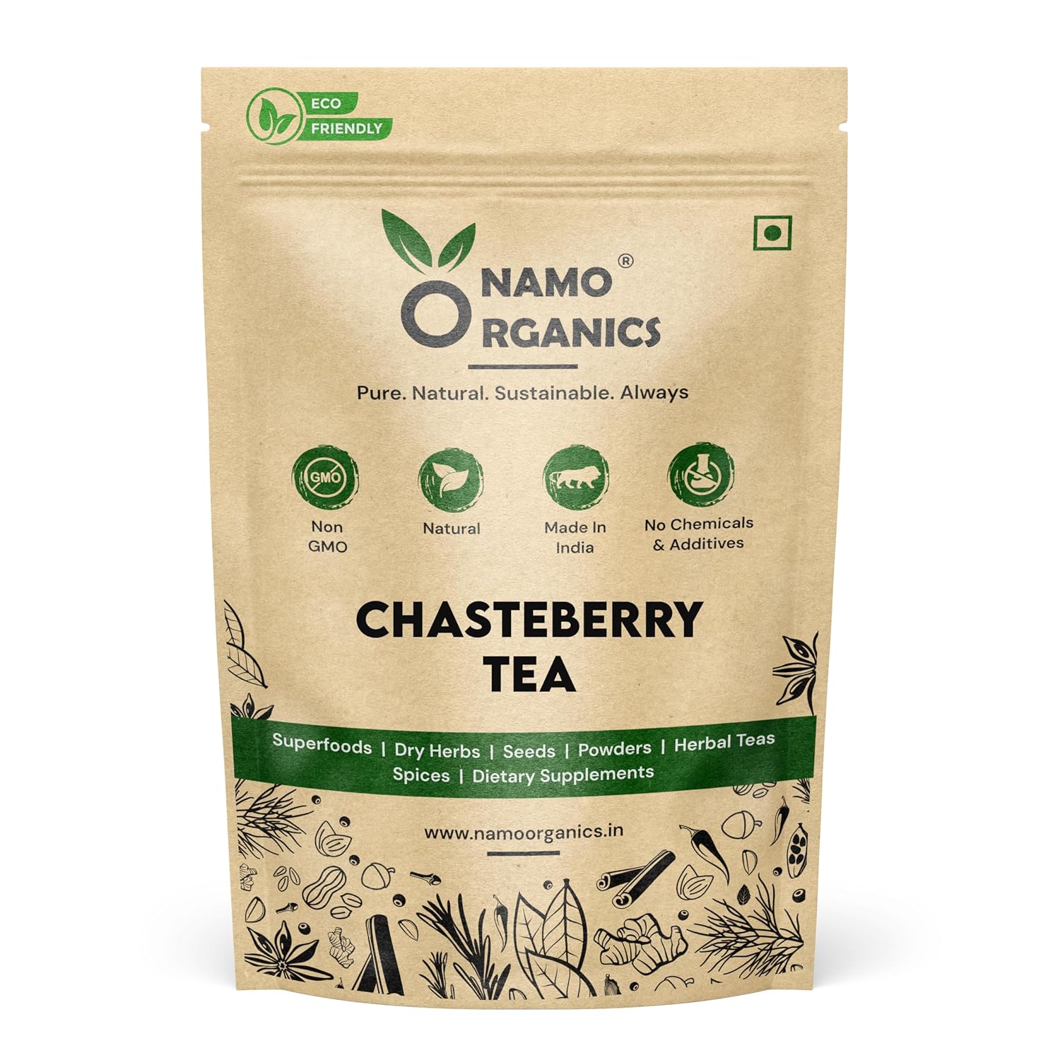 Namo Organics - Chaste Berry tea - 200gm | Vitex Agnus-Castus |Monk's Pepper | Premium Chasteberry Tea Leaves | Herbal Tea for Women health