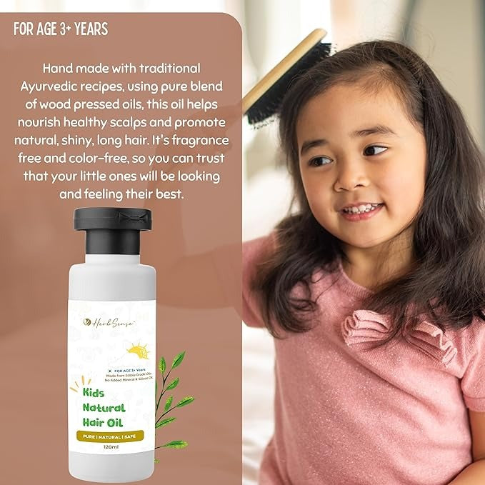 Herbsense Kids Hair Oil - Pure Blend of Wood Pressed Oils & Herbs - 120 ml