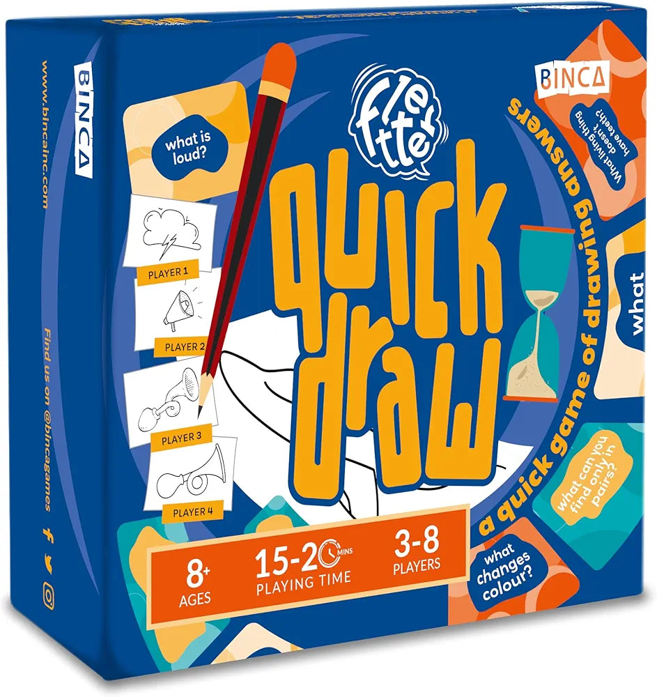 Binca Board Game - Fletter Quick Draw, Fast-paced Drawing Game, Fun for Kids, Teens & Adults, Boosts Creativity & Quick Thinking, Perfect for Family Gamenight, Gifts for Kids Ages 8, 9, 10 & Up