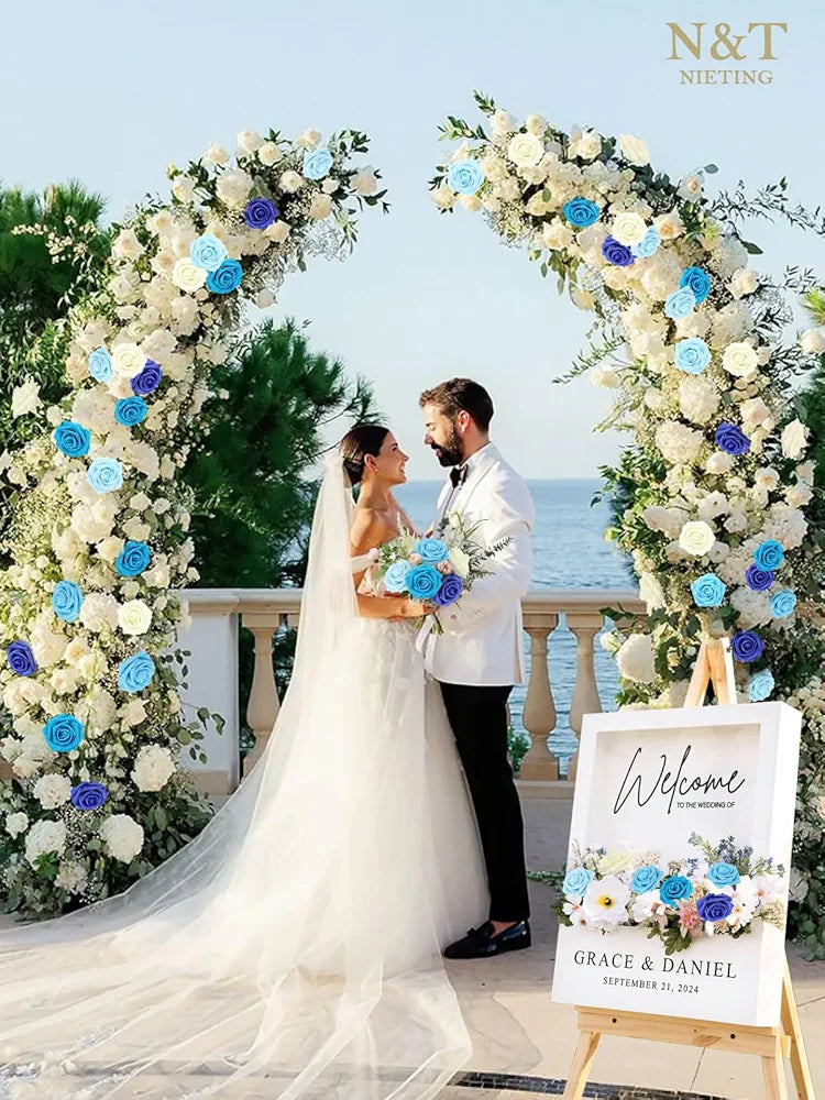 Rose Artificial Flowers 50pcs Blue Flowers Perfect for DIY