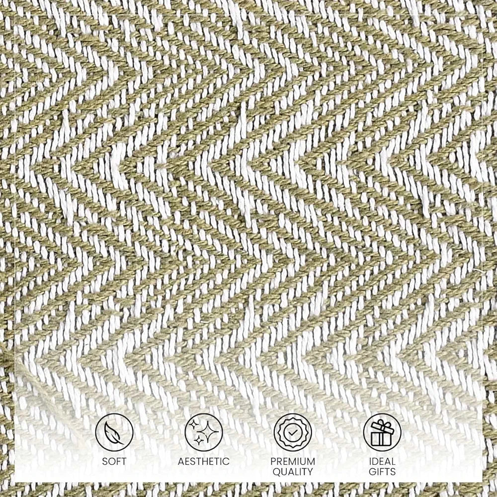 Sashaa World Soft Herringbone Throw Blanket Colour Green