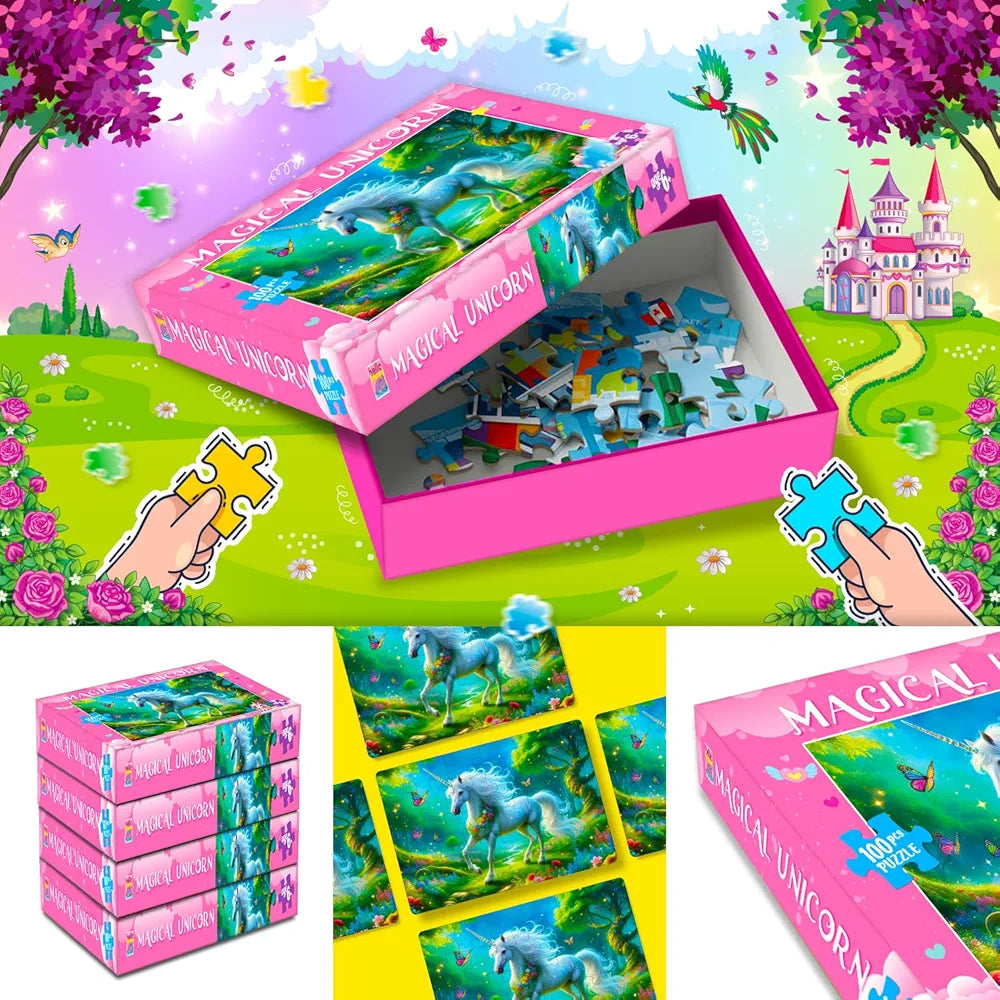 Hello Friend Unicorn Jigsaw Puzzles for Kids and Children – Realistic Illustration Challenging Brain Booster Gifts, Fun and Creative Game