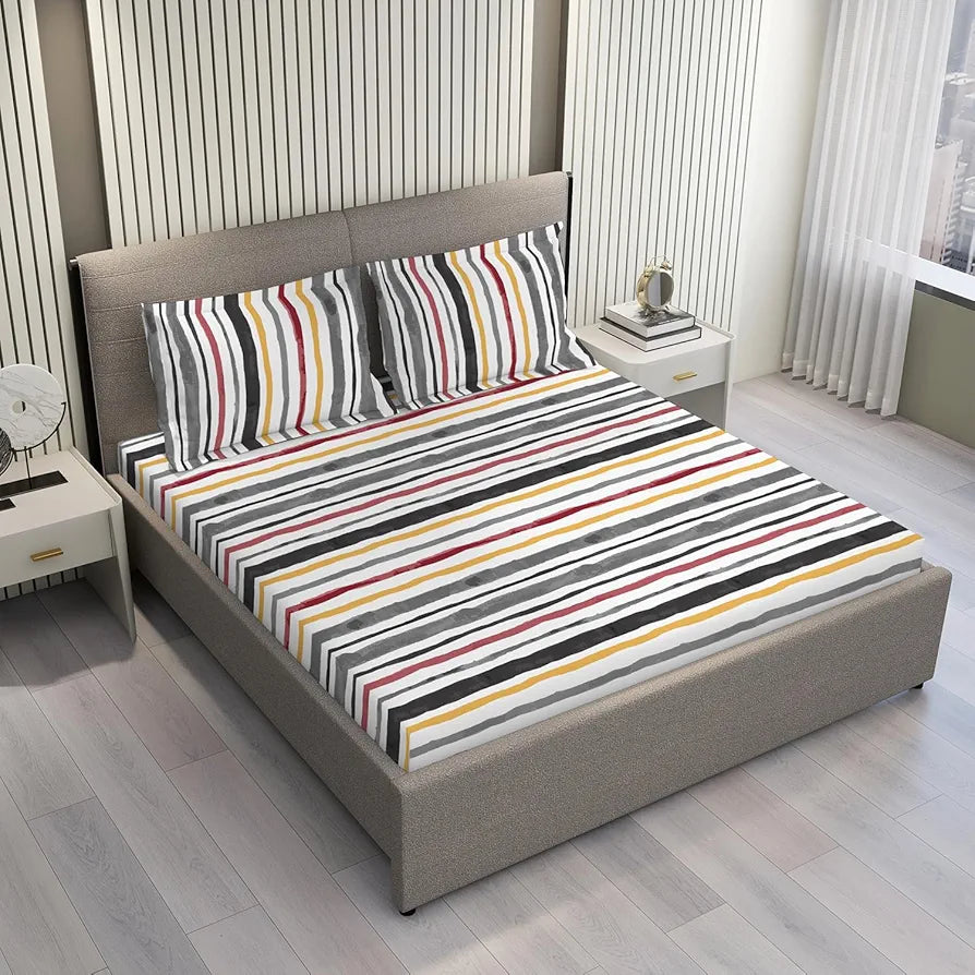 Layers Argos Bedsheet Set for All Seasons Lightweight Moisture Absorbent Machine 225 CVC King Size Multicolor4