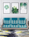 Nendle Luxurious Abstract Design Sofa Cover 3 Seater Pack of 2, Sky Blue Colour