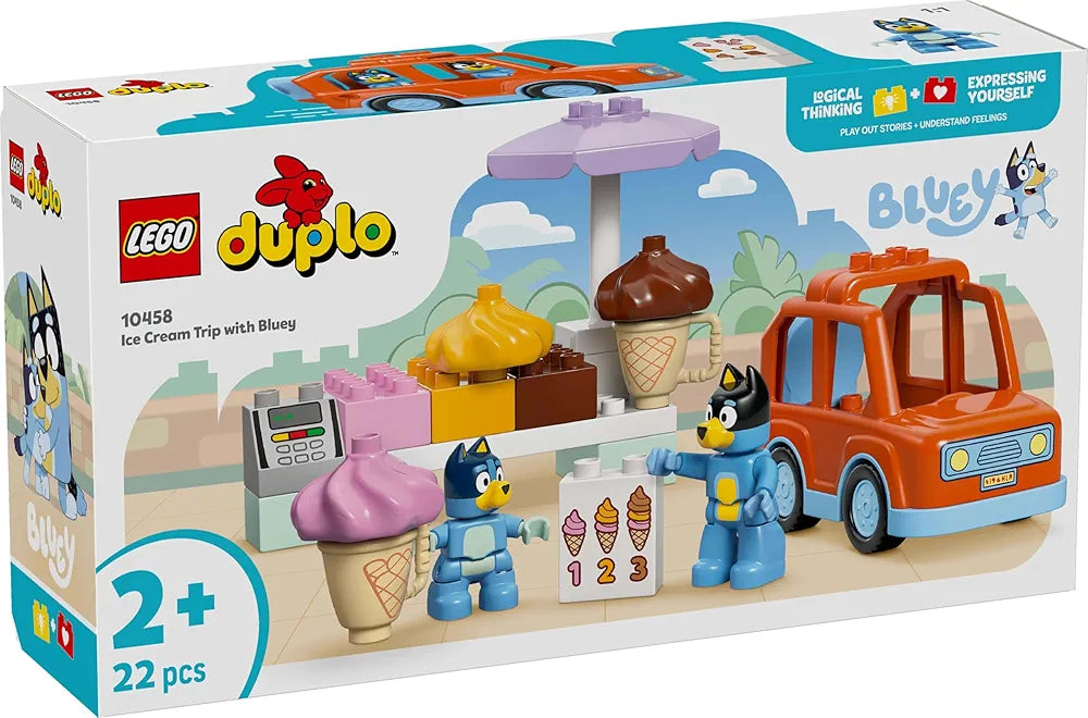 LEGO Duplo Bluey Ice Cream Trip with Bluey Toddler Toy 10458 Building Set for 2+ Age Boys and Girls