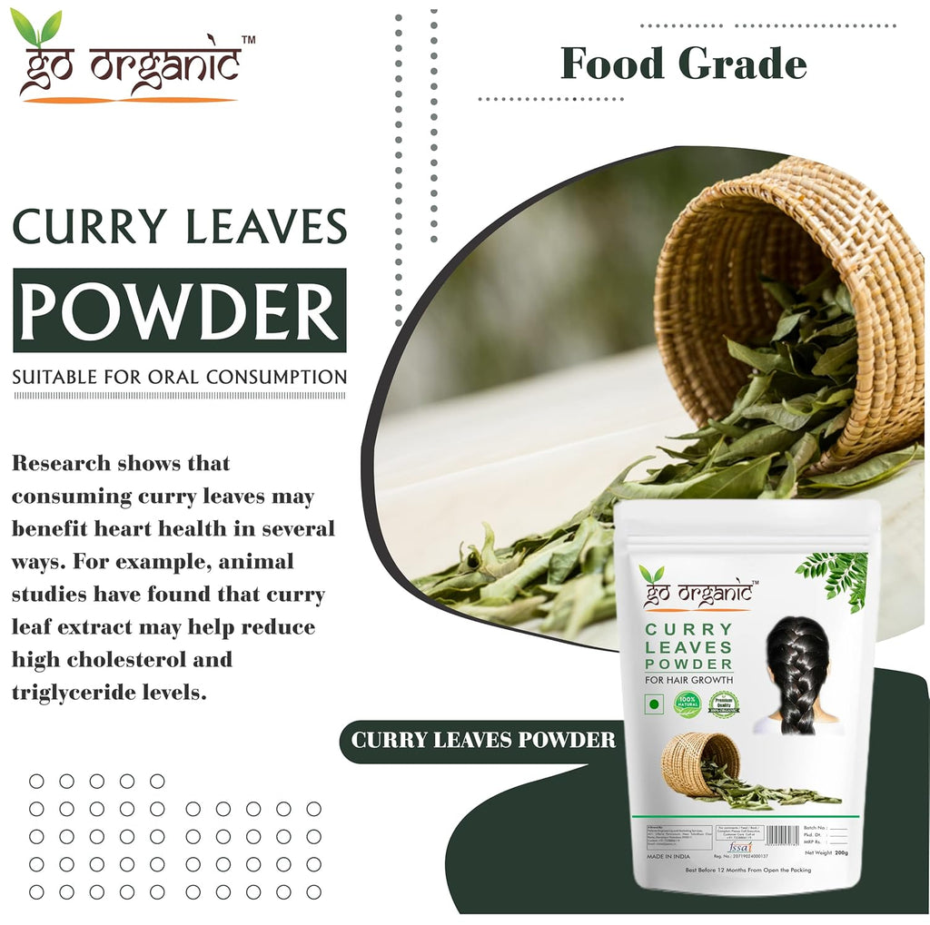 Go Organic Curry Leaves Powder Curry Leaves To Grow Long, Strong And Shiny Hair (200 Grm)