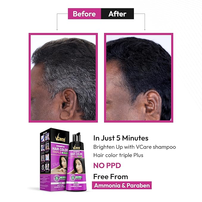 VCare Shampoo Hair Colour Shampoo-Black -  180 ml