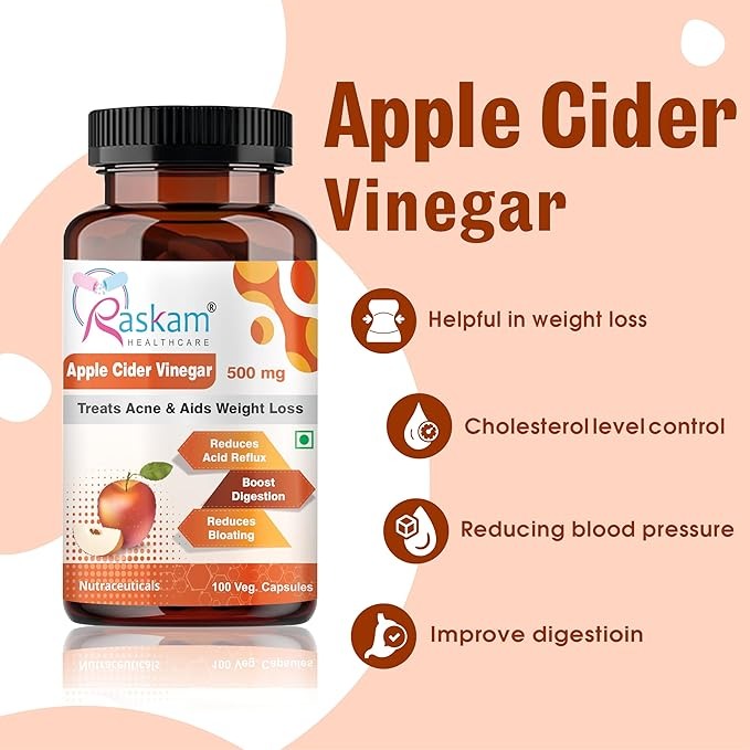 Raskam Apple Cider Vinegar 500 mg Capsules - 100 Caps