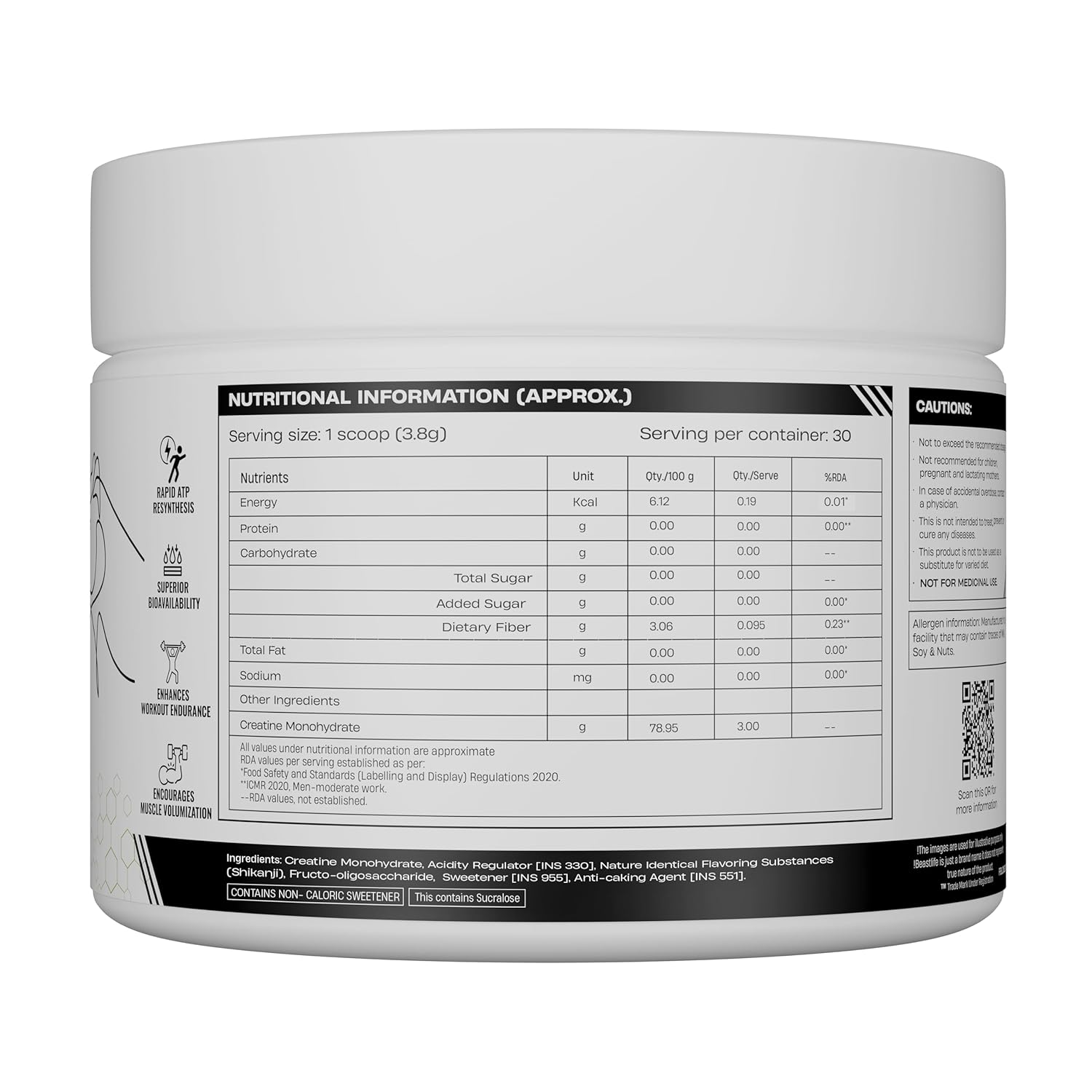 BeastLife Creatine Nano 400 | Shikanji | 115 Gm | 30 Serving | World’s First Finest & Clinically Studied Creatine | Ultra Fine, Ultra Soluble, Ultra Effective | Zero Sugar | NABL Lab Tested | Premium Sports Nutrition for Strength & Performance