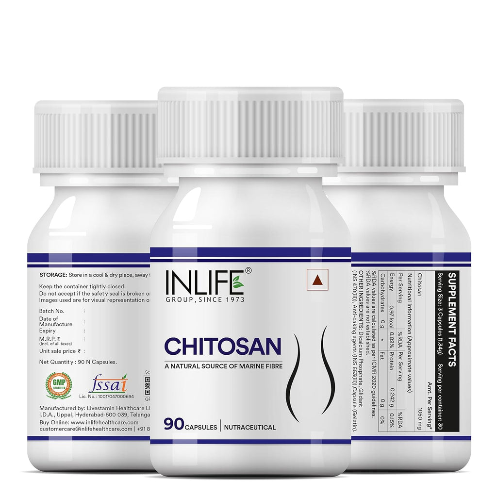 INLIFE Chitosan Supplement 1050 mg, per serving - 90 Capsules (Pack of 1)
