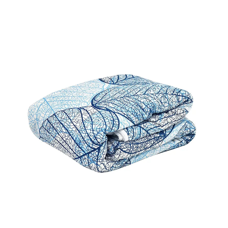 Divine Casa Glace Cotton 120 GSM Reversible Lightweight Printed Double Bed AC Dohar Blanket Quilt Colour Blue and Brown TC - 120
