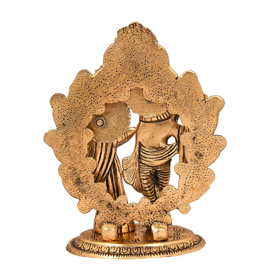 Collectible India Gold Plated Metal Radha Krishna Statue Radha Krishan Idol Showpiece Figurine