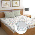 Dreamlet All Around Elastic Supersoft 210tc Premium Cotton Elastic Fitted Bedsheets With 2 King Size Pillow Covers | Multicolor