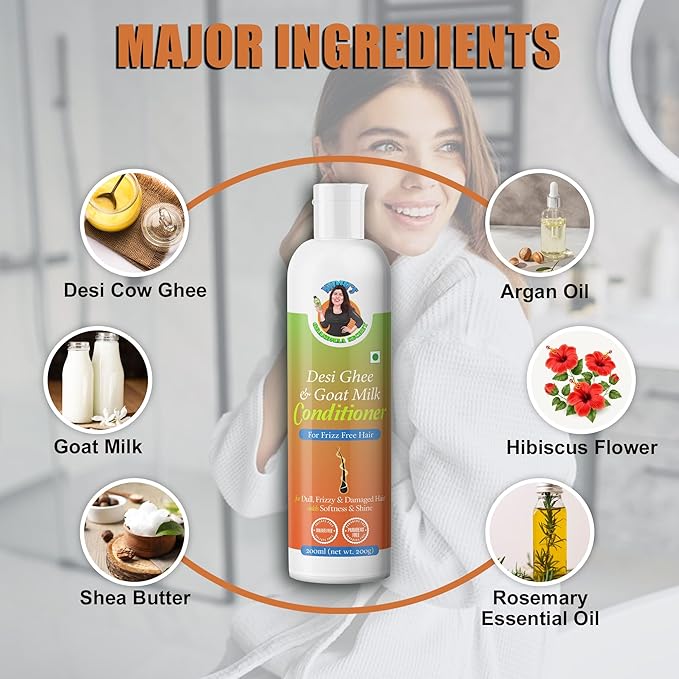 Nidhi's Grandmaa Secret Desi Ghee and Goat Milk Conditioner for Frizzy Hair - 200 Ml