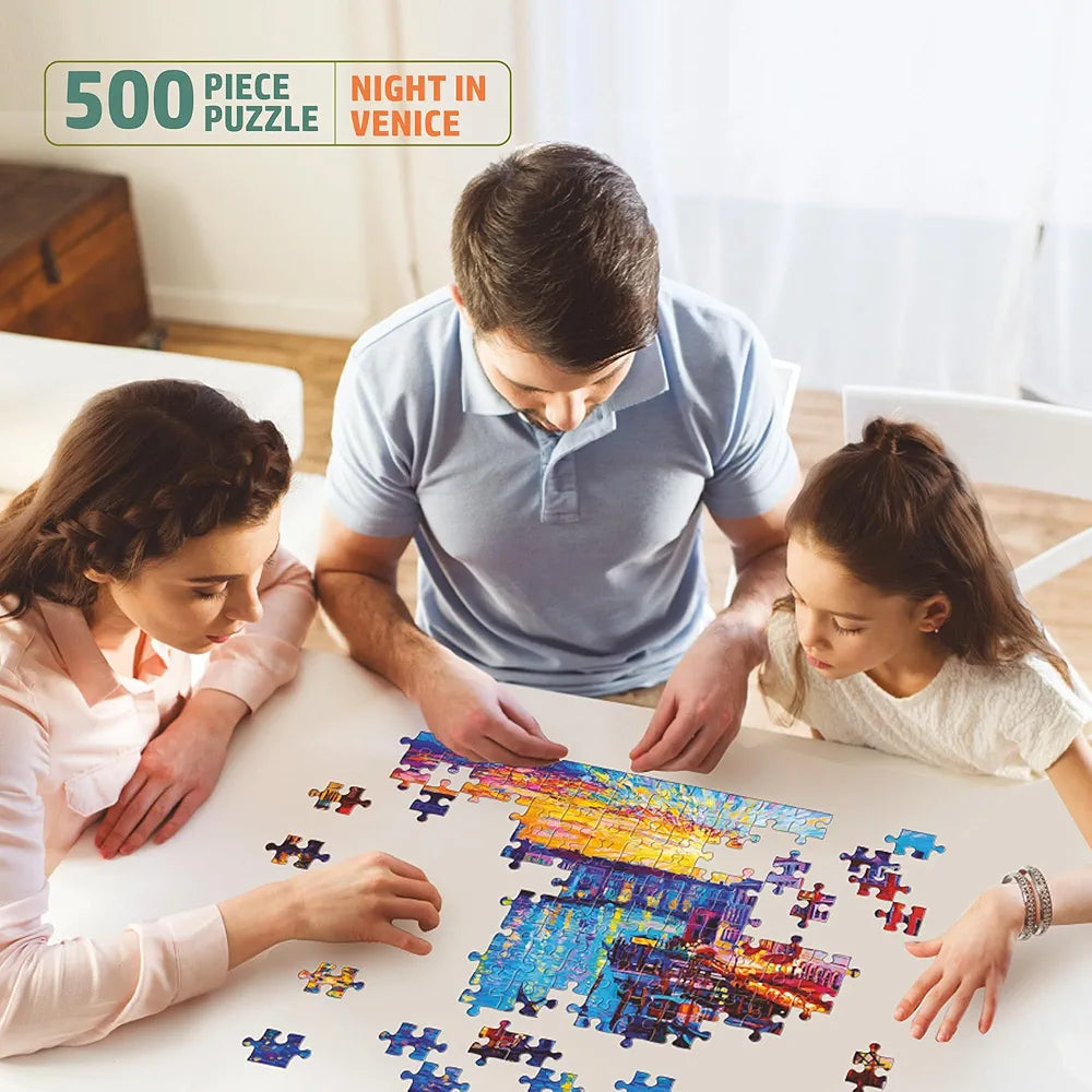 FLO Toys Night in Venice Jigsaw Puzzle for Adults & Kids 14+ 500 Piece Fun & Challenging Puzzle Game