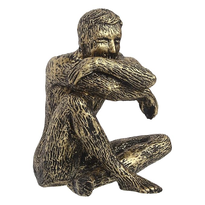 Ecraftindia Man Sitting in Thinking Position Decorative Statue