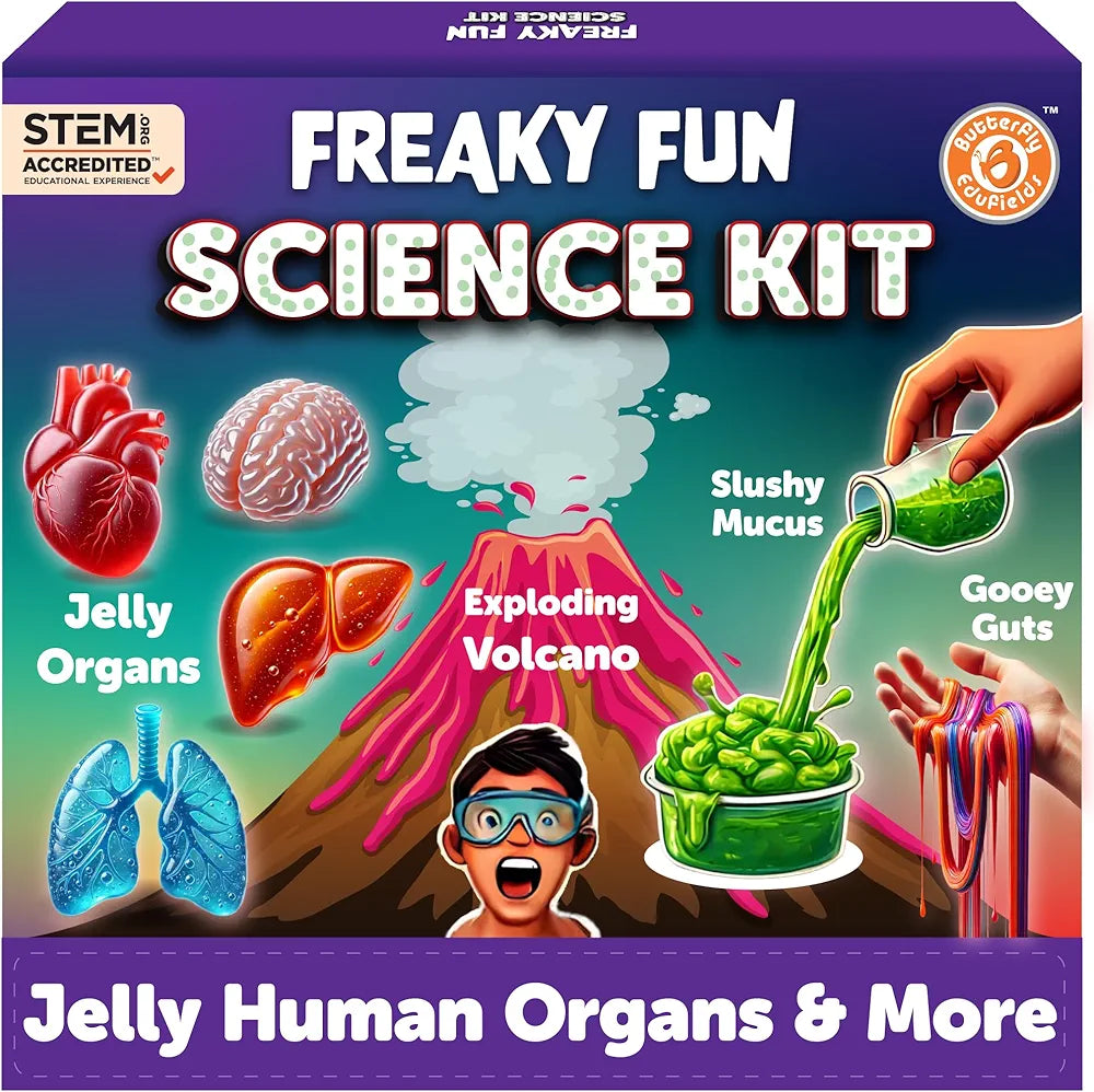 Butterfly EduFields Freaky Science kit For Boys & Girls Age 8-14 Science Experiment Kit Jelly organs, Slushy snow&more Birthday Gift for Kids