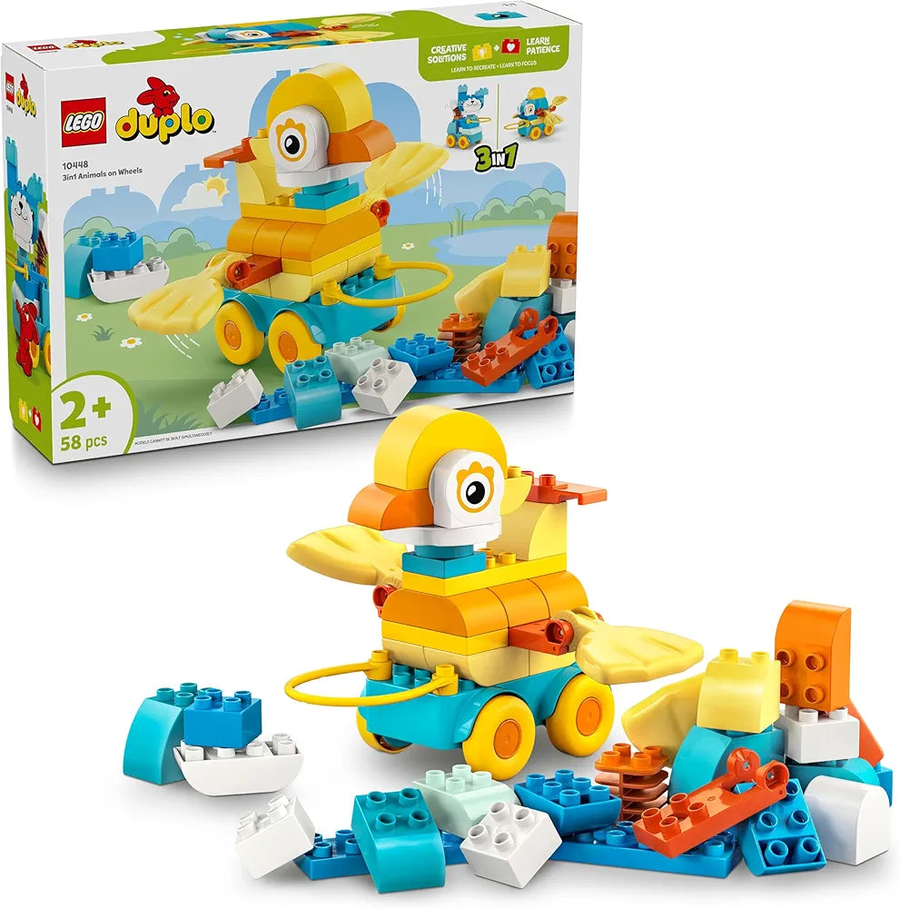Lego Duplo Town 3in1 Animals on Wheels Building Toy for Imaginative Play 10448 Building Blocks Toys for 2+ Gift for Boys and Girls