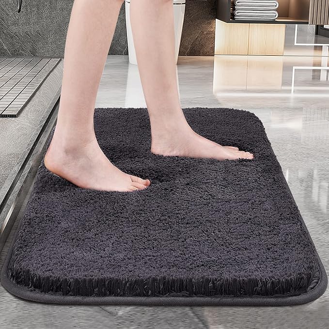Roseate Premium Soft Microfibre Solid Bath Mat Bedroom Kitchen Door Mat Floor Mat Grey Colour