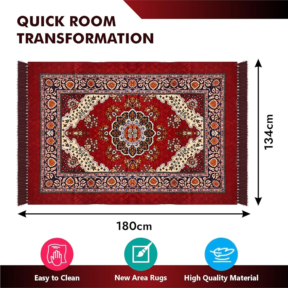 Kuber Industries Carpet Velvet Carpet-Rug for Home Decor Carpet Rug for Bedroom Maroon