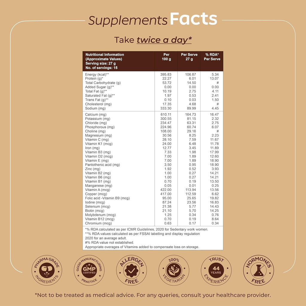 Arth High Protein Nutrition Powder | 12g Protein per Serving | 25+ Essential Nutrients with Prebiotic | No Added Sugar | Supports Energy, Strength & Immunity | 400gm (Vanilla Flavour)