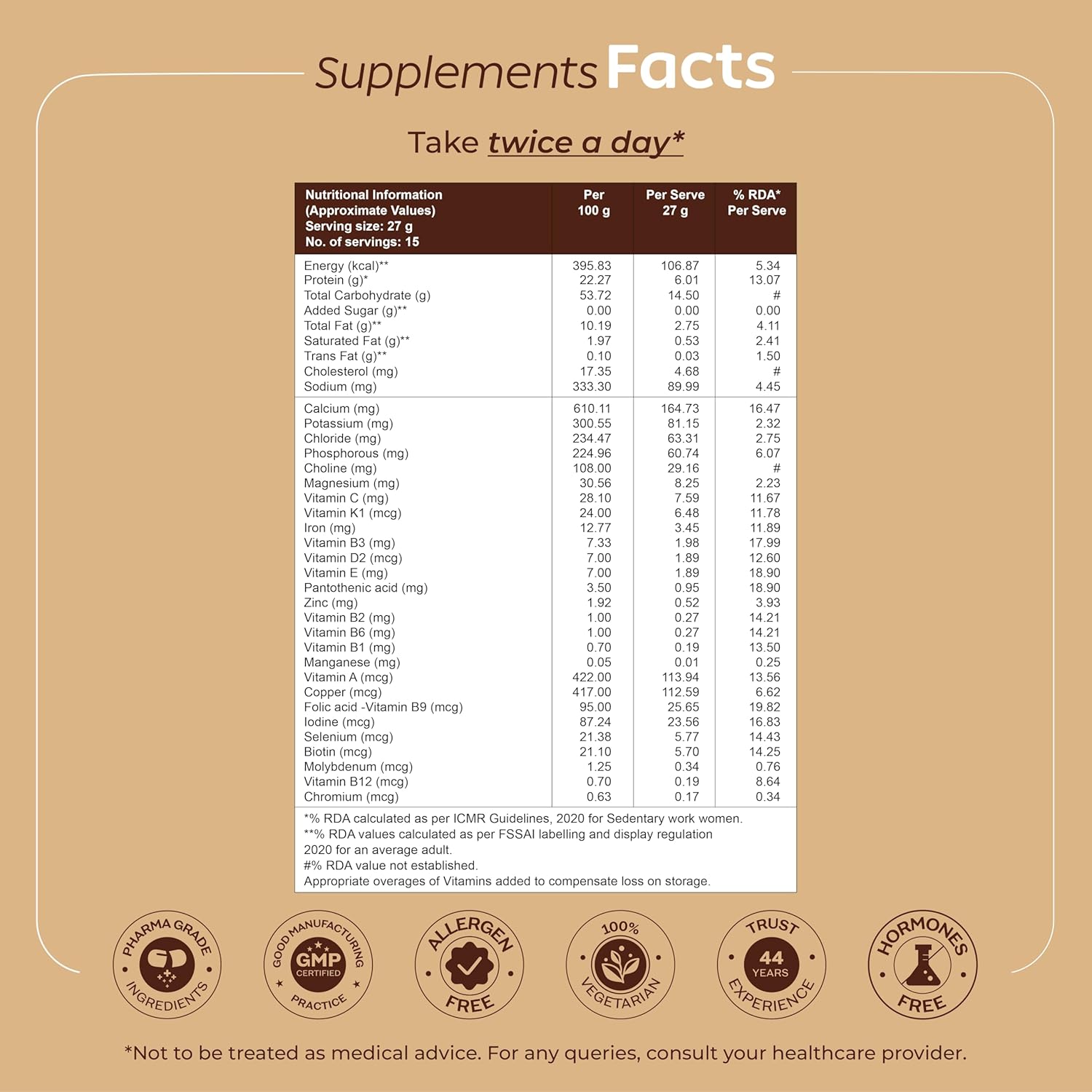 Arth High Protein Nutrition Powder | 12g Protein per Serving | 25+ Essential Nutrients with Prebiotic | No Added Sugar | Supports Energy, Strength & Immunity | 400gm (Vanilla Flavour)