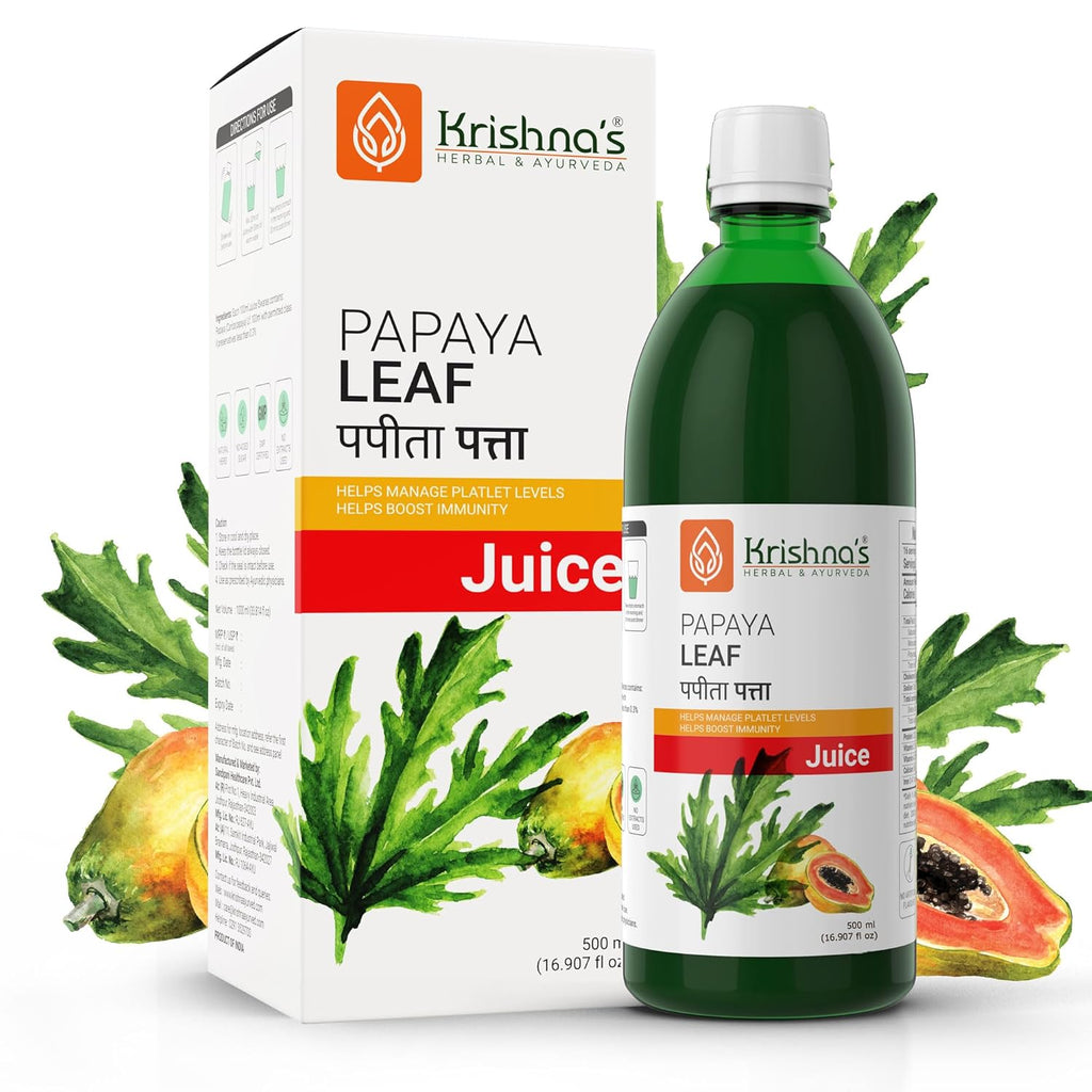Krishna's Papaya Leaf Juice - 500 ml | Fresh Papaya Leaves| Helps to boost platelets count