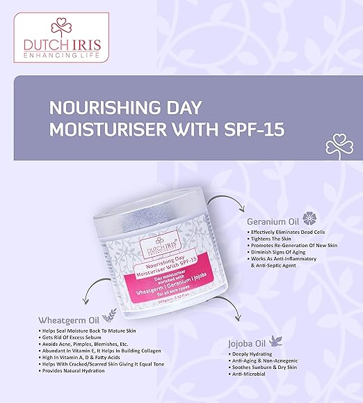Dutch Iris Nourishing Day Moisturiser with SPF-15 - 100 Gms | Pack Of 2