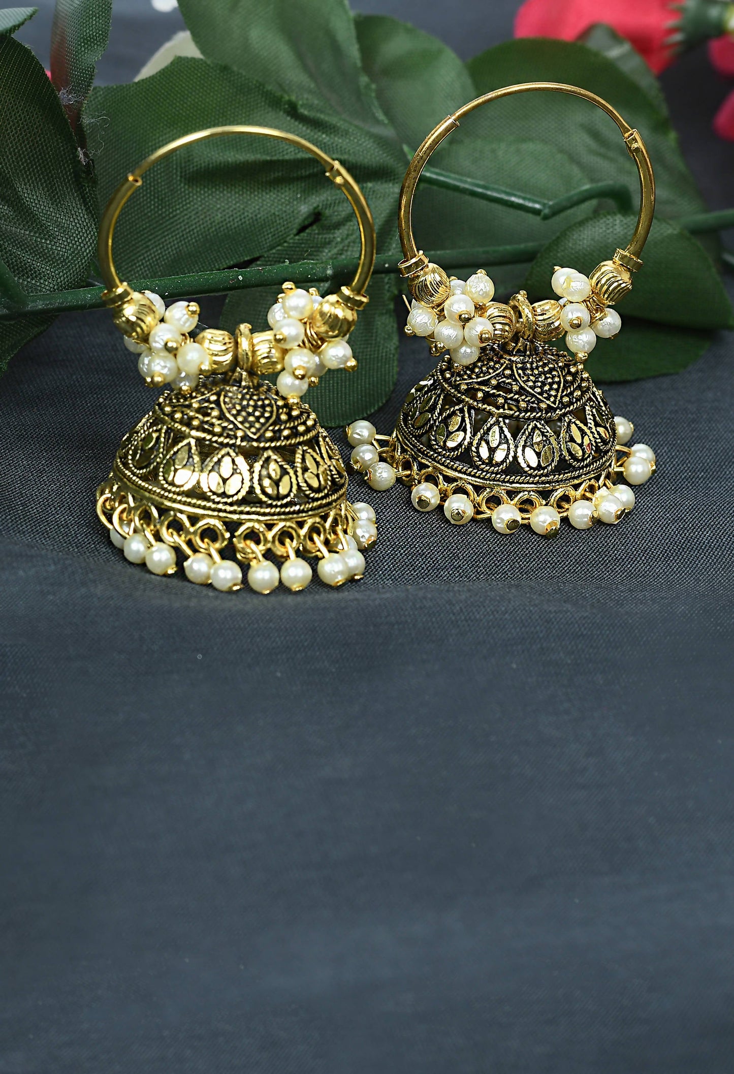 Mominos Fashion Johar Kamal Designer Golden Color Jhumkas