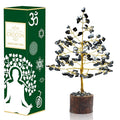 Crocon Black Tourmaline Gemstone Money Tree Feng Shui Bonsai Golden Wire
