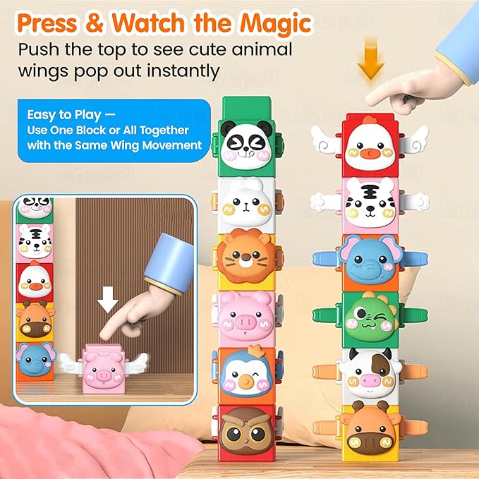 Kidology 12 PCS Animal Stacking Cubes Set