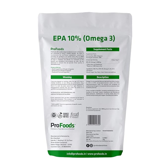 Profoods EPA 10% Omega 3 Powder - 1000 gms