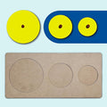 Mini Leaves Montesoori Three Round Shapes Learning Wooden Knob Puzzle for Kids | 1 Year Old- Preschool Shape Puzzle