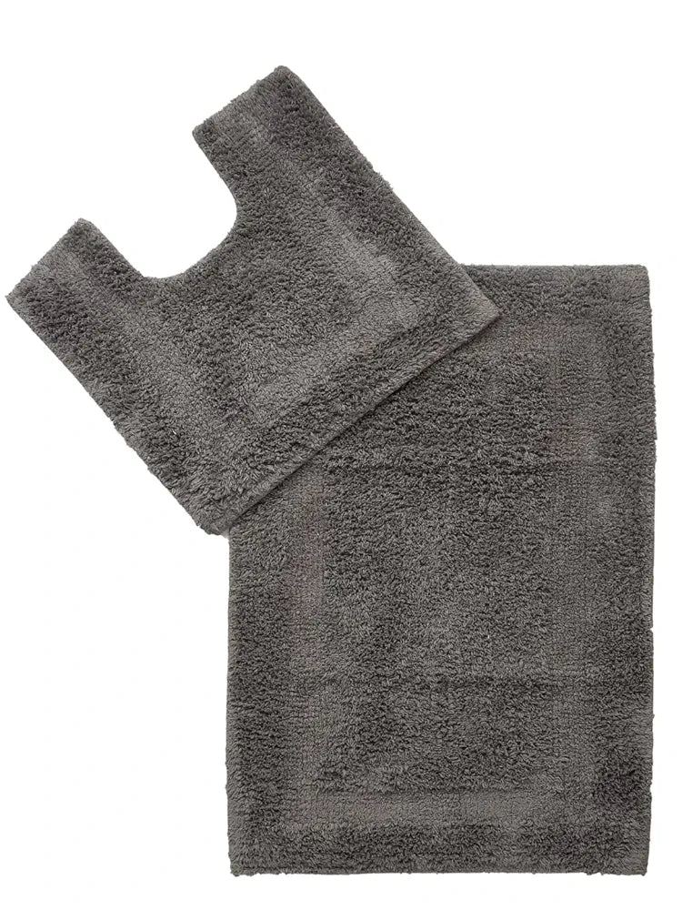 Sashaa World Solid Anti Skid Bathmat And Contour Set Colour Charcoal