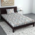Divine Casa 144 TC Pure Cotton Single Bedsheet with 1 Pillow Cover Floral Pattern Colour Blush Grey