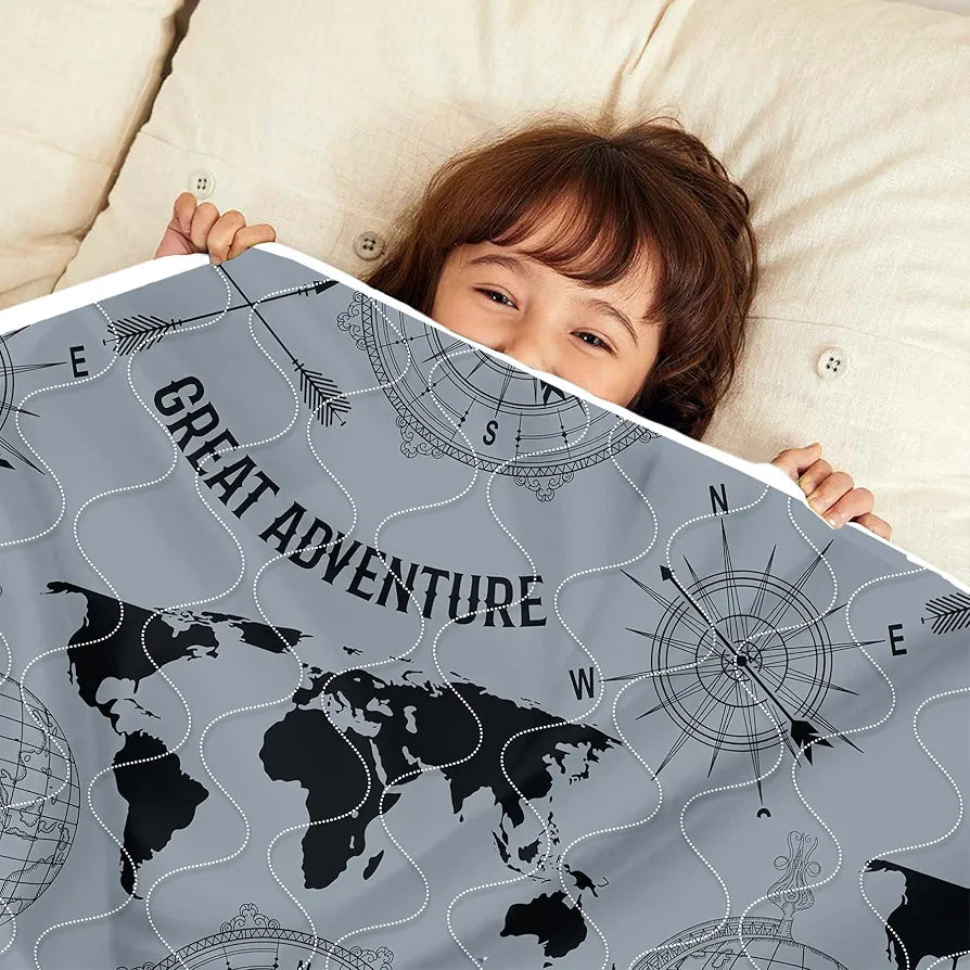 Divine Casa 120 GSM Microfiber Reversible Kids Single Bed Comforter Ultra-Soft Toddler Blanket Colour Stonewash Grey