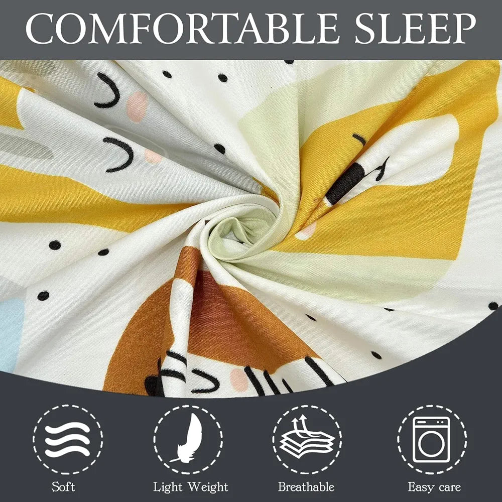 Fresh From Loom Glace Cotton 300 tc Elastic Fitted Cartoon Printed Cream Panda Smallsingle