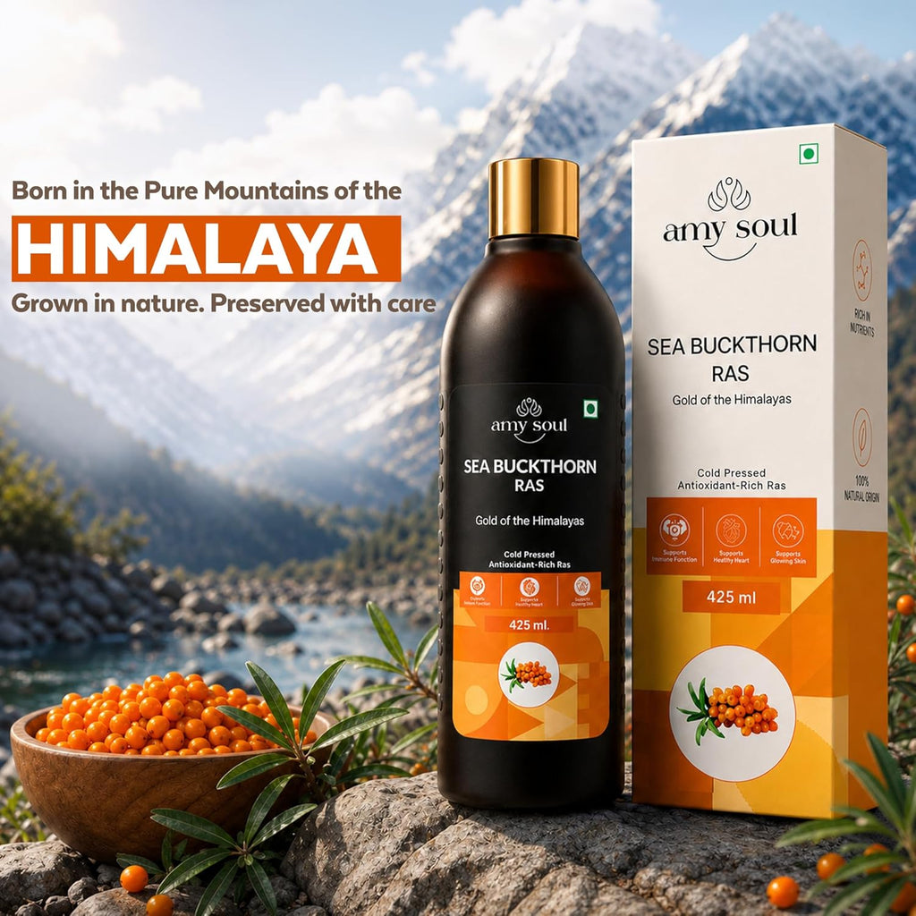 Sea Buckthorn Juice 425ml | Natural Wellness Drink with Vitamin C, Omega 3 6 7 9 & Antioxidants | Sea Buckthorn Ras for Immunity Support, Skin & Hair Wellness, Energy & Digestion | Dark Glass Bottle | No Added Preservatives
