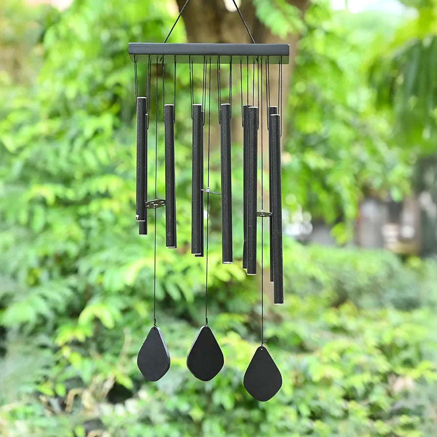Zaicus Wind Chime Black 12 Pipe Wind Chime-027