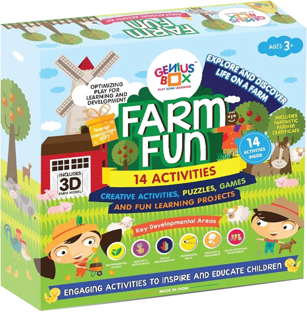 Genius Box Educational Toy for 3 Years and Up: Farm Fun DIY,Activity Kit, Learning Kit, Educational Kit, STEM Toy 14 Activity Kit